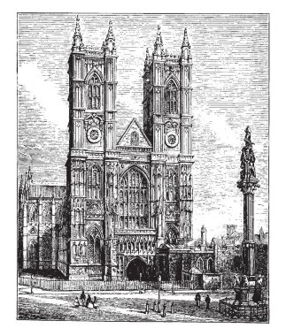 Bu tahta, vintage çizgi çizme veya oyma illüstrasyon yapılan çok büyük bir kilise mi.