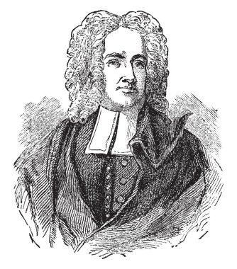 Cotton Mather, bir sosyal ve politik olarak etkili New England Puritan Bakanı, üretken yazar ve pamphleteer, vintage çizgi çizme veya oyma illüstrasyon oldu