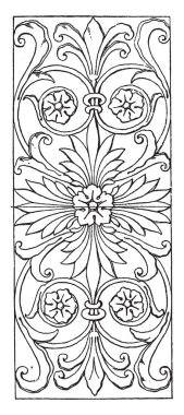 Rönesans uzunlamasına paneldir St. Croce Kilisesi, Floransa, vintage çizgi çizme veya oyma illüstrasyon Marsuppini'nın mezarında bulunan bir tasarım.