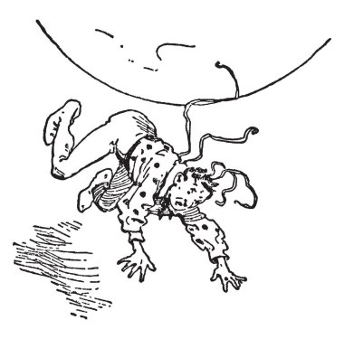 Bir adam düşen, vintage çizgi çizme veya oyma illüstrasyon