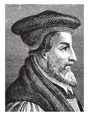 Bishop Hugh Latimer, c.? 1487-1555, Bishop Worcester, vintage çizgi çizme veya oyma illüstrasyon yapıldı.