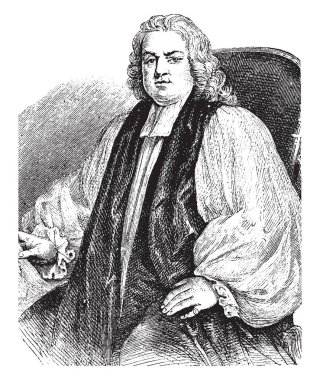 Bishop Thomas Wilson, 1697 ve 1755 arasında Sodor ve adam bishop, vintage çizgi çizme veya oyma illüstrasyon o 1663-1755, oldu