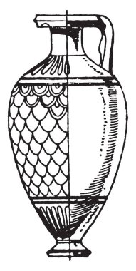 Yunan Lekythos elongated ve çizim veya oyma siyah ve beyaz, vintage satırında boyalı silindirik,.