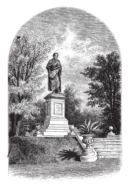 Thomas Benton bronz heykeli 1868 yılında St. Louis Lafayette Park inşa Harriet homer tarafından o üyesi Demokrat Parti, vintage çizgi çizme veya oyma illüstrasyon ve Missouri eyaleti senatörü olarak