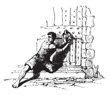 Kaçak olduğunu iddia eden de tutuklama kutsal bir kilise veya Tapınak, vintage çizgi çizme veya oyma illüstrasyon karşı güvende olmaya hakkım mabediydi.