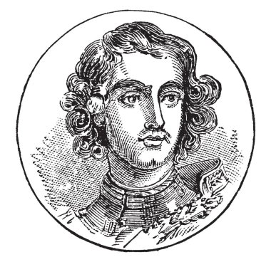 Peter ı., 1672-1725, Rusya, vintage çizgi çizme veya oyma illüstrasyon İmparatoru oldu