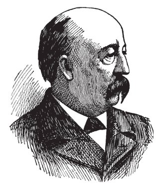 Bir Amerikalı Cumhuriyetçi siyasetçi, Minnesota, vintage çizgi çizme veya oyma illüstrasyon Minnesota ve ABD Senatörü yedinci Valisi Cushman Kellogg Davis, 1838-1900, o oldu