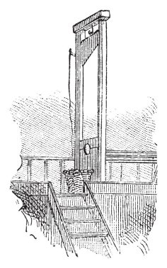 Eski günlerin, vintage çizgi çizme veya oyma resimde kullanılan bir ölüm cezası makine.