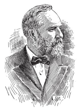 James Abram Garfield, 1831-1881, o 20 Cumhurbaşkanı Amerika Birleşik Devletleri ve Ohio, vintage çizgi çizme veya oyma illüstrasyon ABD Temsilciler Meclisi üyesi oldu