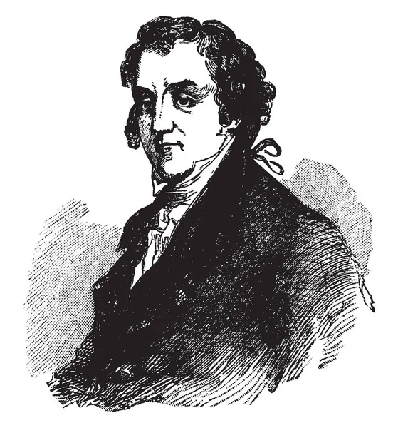 费舍尔 1758 1808 他是在美国国会的代表 从第一个国会区马萨诸塞州 著名的演讲技巧 复古线画或雕刻插图 — 图库矢量图片