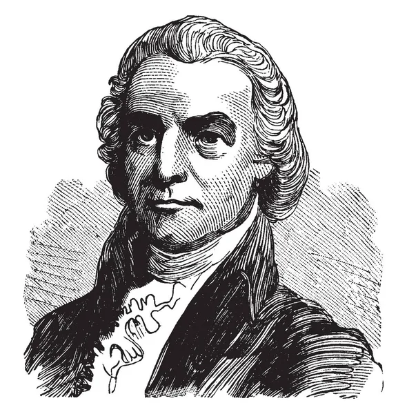 奥利弗埃尔斯沃思 1745 1807 他是美国律师 政治家 外交官 起草美国宪法 美国参议员从康涅狄格州和美国首席大法官 复古线画或雕刻插图 — 图库矢量图片