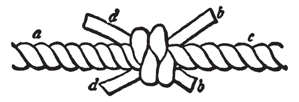 裹尸布结是一种多股折弯结 用于将铺设的绳子两端连接在一起 复古线画或雕刻插图 — 图库矢量图片