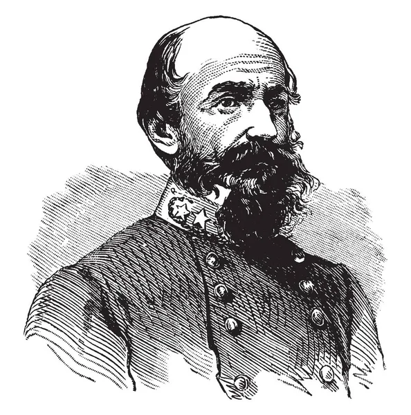 リチャード ストッダート Ewell 1817 1872 彼はアメリカ合衆国陸軍将校のキャリアと連邦同盟の将軍アメリカ南北戦争 ビンテージの線描画や彫刻イラストの中に — ストックベクタ