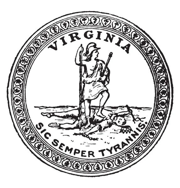 Selo Virgínia Este Círculo Forma Selo Tem Deusa Manteve Sua — Vetor de Stock