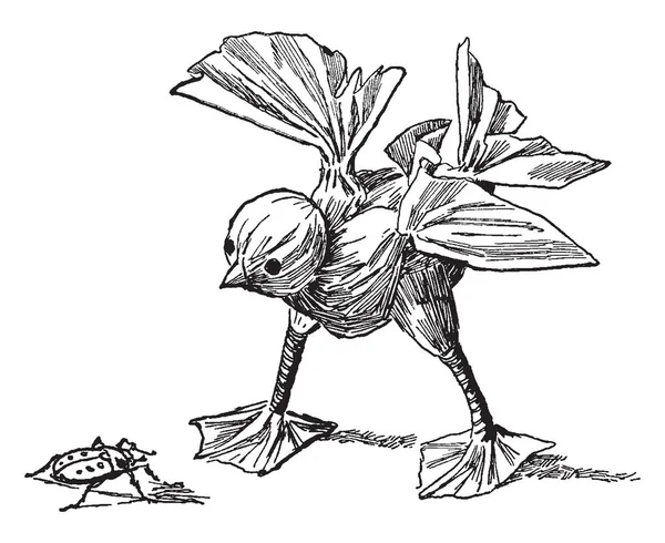 Kağıt mendil tavuk küçük bir küçük tavuk örnek alınarak, dekorasyon, vintage çizgi çizme veya oyma resimde kullanılan.