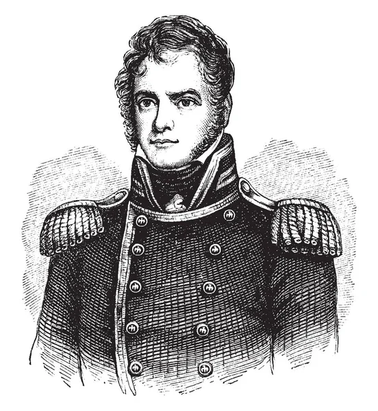 ルイス ウォリントン 1782 1851 役員アメリカ合衆国海軍 ビンテージ線描画や彫刻イラスト — ストックベクタ