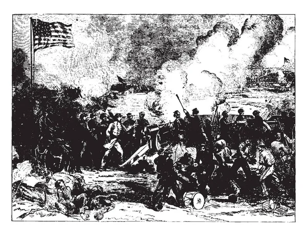 Slag Van Lexington Tijdens Amerikaanse Revolutionaire Vintage Lijntekening Gravure Illustratie — Stockvector