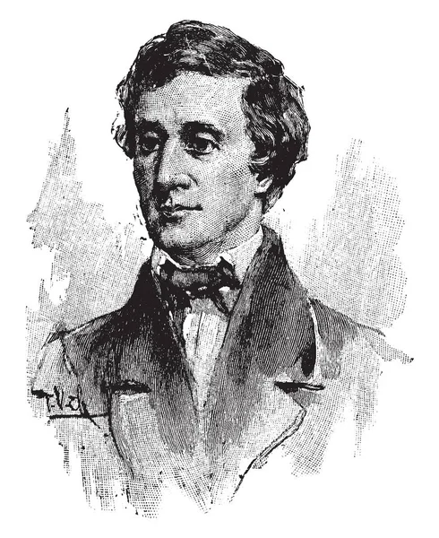 Henry David Thoreau, 1817-1862, o bir Amerikalı deneme yazarı, şair, filozof, kölelik karşıtı, doğa bilimci, vergi karşıtı ve tarihçi, vintage çizgi çizme veya oyma illüstrasyon yapıldı.