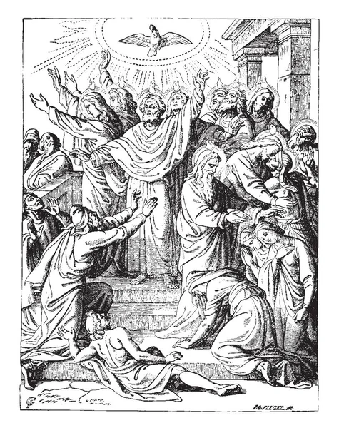 İnsanlar, Güneş üst, vintage çizgi çizme veya oyma illüstrasyon kuşla başkanları ateş