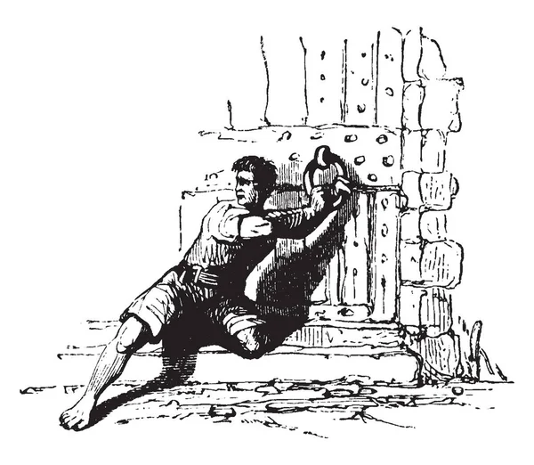 Kaçak olduğunu iddia eden de tutuklama kutsal bir kilise veya Tapınak, vintage çizgi çizme veya oyma illüstrasyon karşı güvende olmaya hakkım mabediydi.