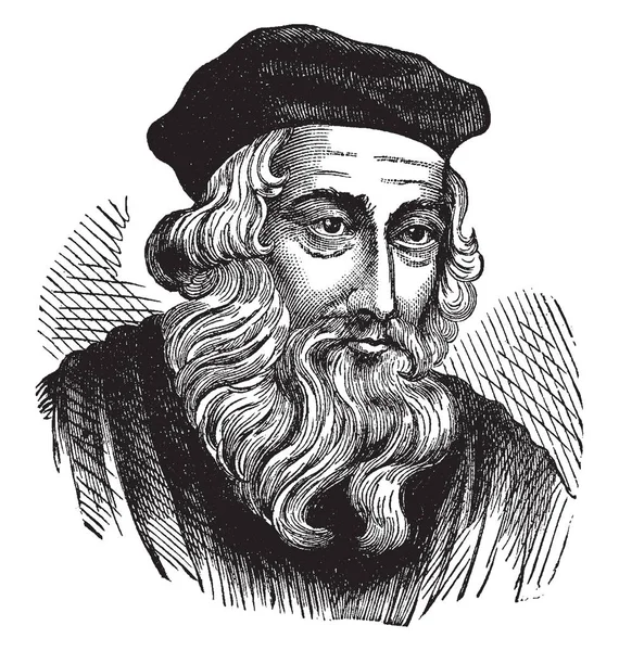John Wycliffe, 1320s-1384, bir İngiliz Skolastik felsefe, teolog, İncille çevirmen, reformcu ve seminer profesör Oxford, vintage çizgi çizme veya oyma illüstrasyon biriydi
