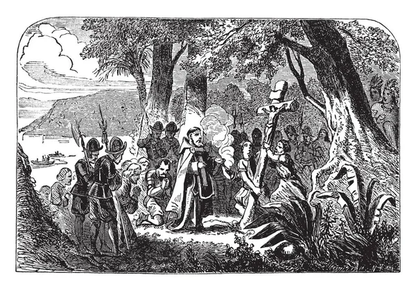 Yetiştirme Christiancross, vintage çizgi çizme veya illüstrasyon oyma.