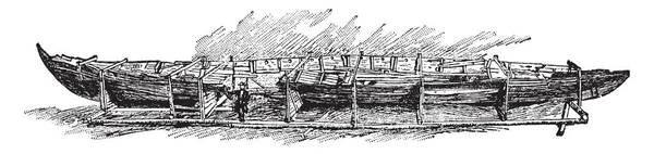 Denna Illustration Representerar Nordisk Båt Ojordade Sandefjord Vintage Linje Ritning — Stock vektor