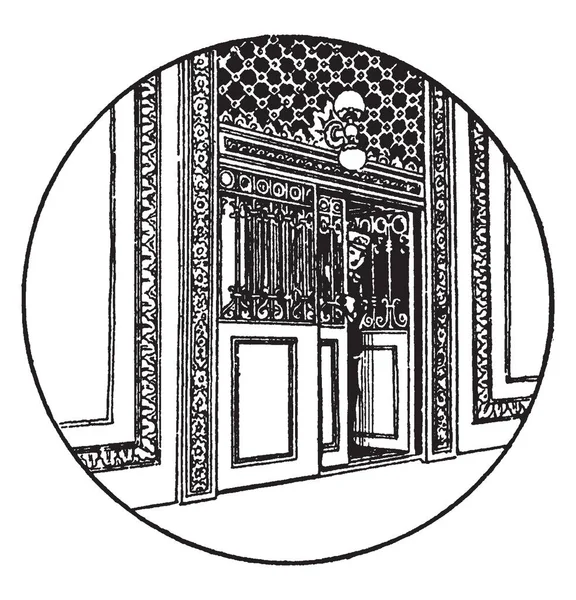 Лифт Вход Является Лидером Промышленности Производству Кабины Лифта Винтажные Линии — стоковый вектор
