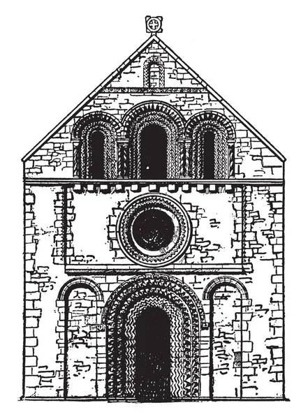 Frente Iglesia Iffley Quedan Muy Pocos Ejemplos Importantes Desvanecimientos Normandos — Archivo Imágenes Vectoriales