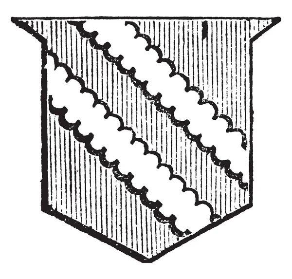 Shield Showing Bendlets Same Breadth Bend Dexter Vintage Line Drawing — Stock Vector