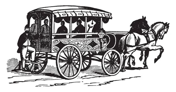 Philadelphia Hasiči Ambulance Věřil Během Občanské Války Vintage Kreslení Čar — Stockový vektor