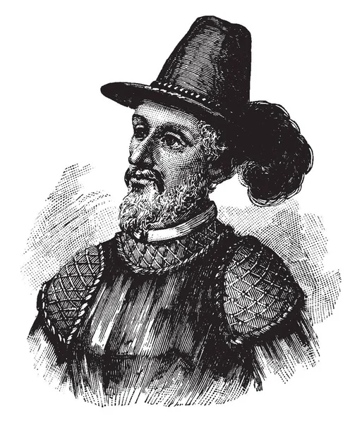 Juan Ponce Leon 1474 1521 Esploratore Conquistatore Spagnolo Primo Governatore — Vettoriale Stock