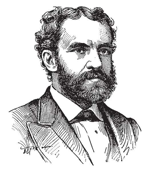 阿尔弗雷德 1836 1897 他是一个美国物理学家 复古线画或雕刻插图 — 图库矢量图片