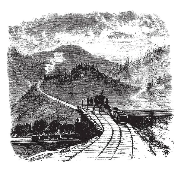 Cette Illustration Représente Fonction Coal Train Dessin Ligne Vintage Illustration — Image vectorielle