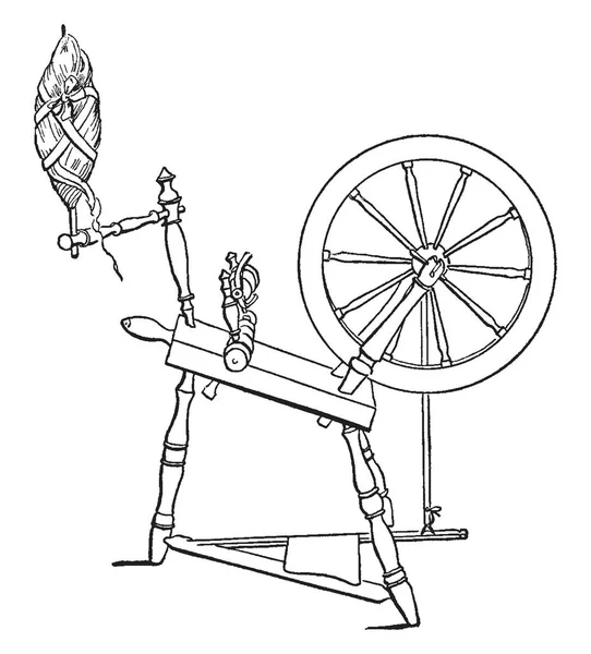 Diagram Ett Snurrande Hjul Det Fördrivna Spinnrocken Den Industriella Revolutionen — Stock vektor