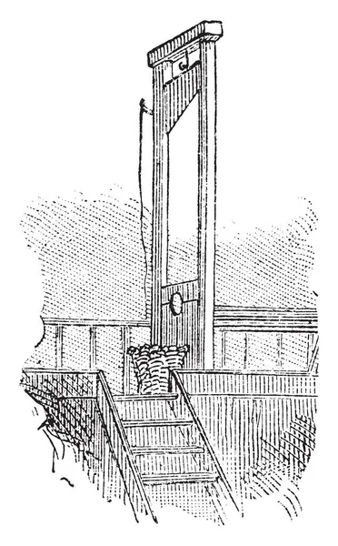 Машина Смертной Казни Используемая Старые Времена Рисование Винтажных Линий Гравировка — стоковый вектор