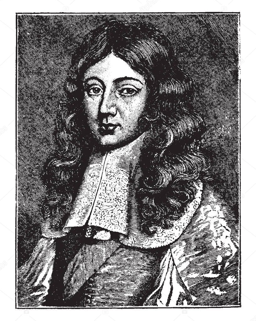 James, Duke of Monmouth, 1649-1685, he was an English nobleman and first Duke of Buccleuch, vintage line drawing or engraving illustration