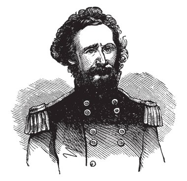 Nathaniel Lyon, 1818-1861, o ilk sendika genel Amerikan iç savaşında ölmek ve ünlü çatışma, vintage çizgi çizme veya oyma illüstrasyon Missouri devlet başında yaptıklarının için yapıldı.