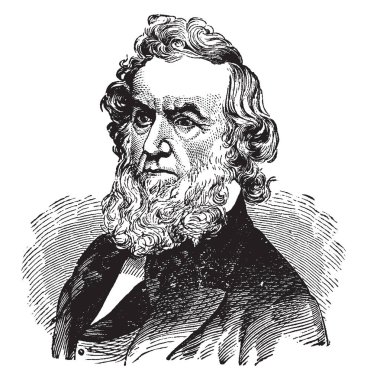 Gideon Welles, 1802-1878, o Birleşik Devletler Donanma Bakanı 1861 den 1869 için vintage çizgi çizme veya oyma illüstrasyon yapıldı.