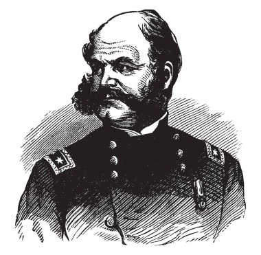 Ambrose Everett Burnside, 1824-1881, o bir Amerikan askerinin, Vali, demiryolu icra, mucit, Rhode Island, Amerika Birleşik Devletleri Senatör, vintage çizgi çizme veya oyma illüstrasyon siyasetçi ve