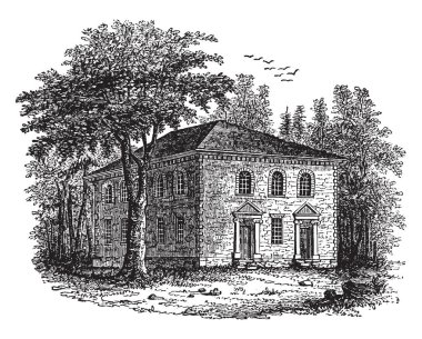 Pohick bir Episcopalian kilise olarak bilinen, Episcopalian kilise büyüyen anlaşmazlık Amerikan kolonileri, İngiltere'de devrimci dönem, vintage çizgi çizme veya oyma illüstrasyon sırasında ortaya çıkan kurulduğu zaman Anglikan Kilisesi, öyleydi.