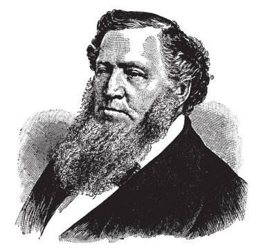 Brigham Young, 1801-1877, o bir Amerikan lideri, politikacı ve Utah bölge, vintage çizgi çizme veya oyma illüstrasyon ilk valisi oldu