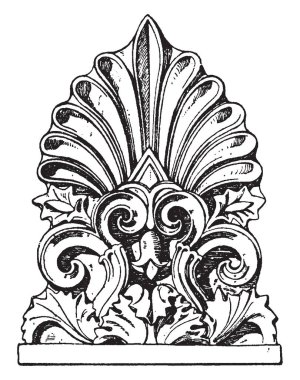 Yunanca Antefix propylaea, Akropolis, Atina, kiremitlerinden, çatı, fayans, vintage çizgi çizme veya oyma illüstrasyon bulunur.