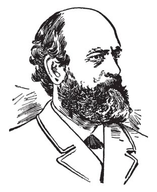 Henry George, 1839-1897, o bir Amerikan politik iktisatçı ve gazeteci, çalışmalarıyla devam eden ünlü ve yoksulluk içinde 1879, vintage çizgi çizme veya oyma illüstrasyon yapıldı.