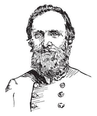 Thomas J. (Stonewall) Jackson, 1824-1863, o bir konfederasyon genel Amerikan İç Savaşı, vintage çizgi çizme veya oyma illüstrasyon sırasında yapıldı.