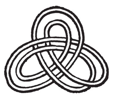 Çift Strand düğüm tam üç kapalı uçak eğrileri, vintage çizgi çizme veya oyma illüstrasyon tarafından temsil edilebilir.