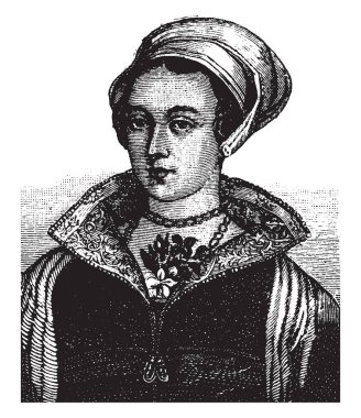 Lady Jane Dudley, 1537-1554, she was an English noblewoman, the queen of England and Ireland, vintage line drawing or engraving illustration clipart