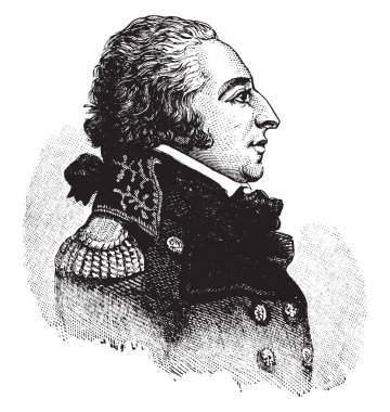 Edmond Charles Genest, 1763-1834, o Amerika Birleşik Devletleri'nin ilk Fransız Büyükelçisi Fransız Devrimi, vintage çizgi çizme ve gravür illüstrasyon sırasında yapıldı.