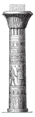 Edfu, yazı, SAP, destek, Tapınak, edfu, üçgenler, vintage çizgi çizme veya oyma illüstrasyon azalan tapınakta ayağı.