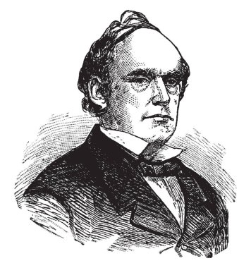 Bir ABD'li siyasetçi, hukukçu, Amerika Birleşik Devletleri, Ohio, vintage çizgi çizme veya oyma illüstrasyon Valisi Baş Yargıç somon Portland Chase, 1808-1873, o oldu